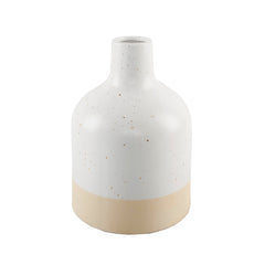 Two-Tone White and Peach Speckled Ceramic Vase