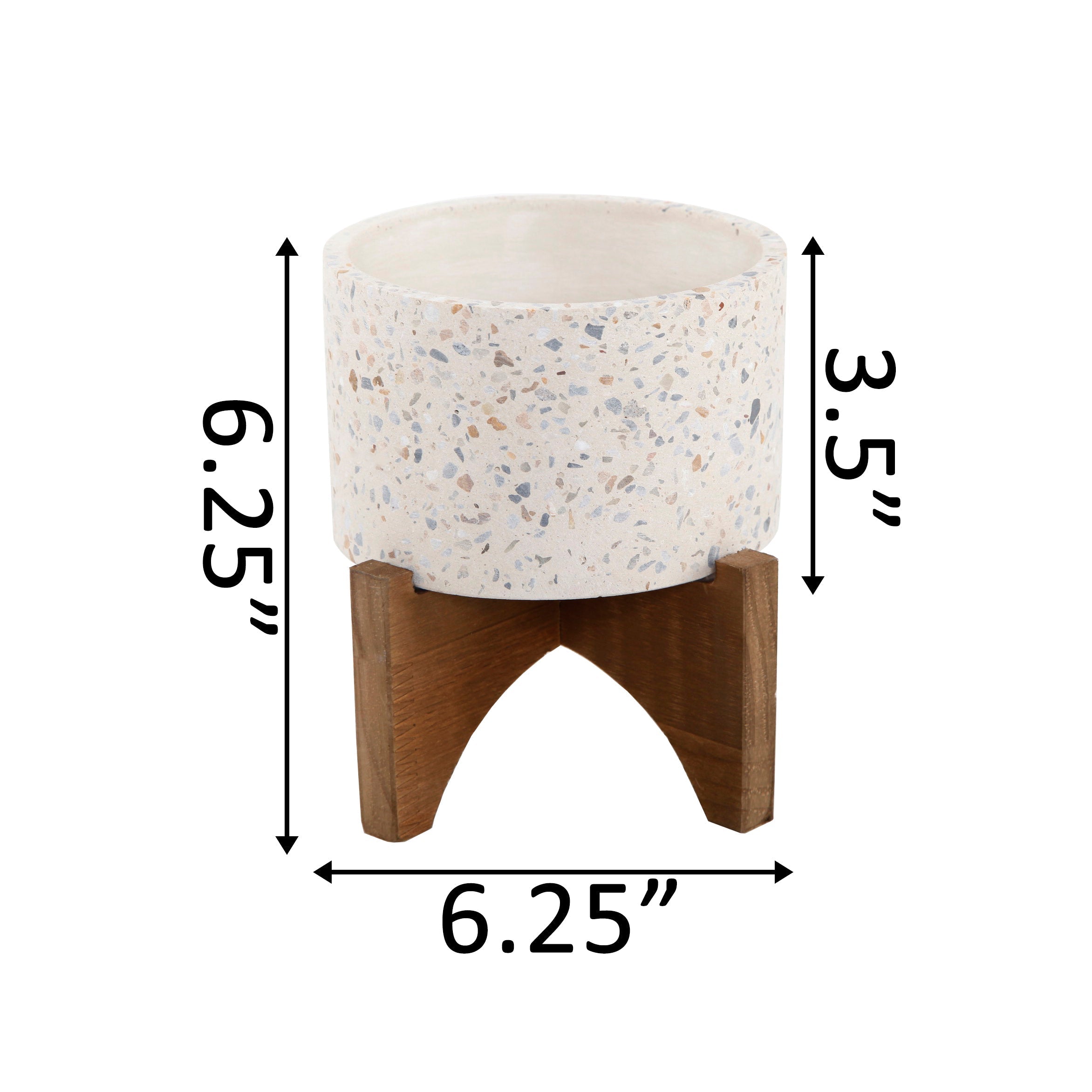  Flora Bunda Neutral Hued Terrazzo Planter On Stand - Neutral - Bonton