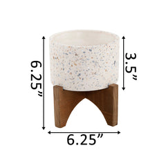 Neutral Hued Terrazzo Planter On Stand