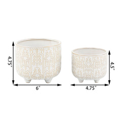 Set of 2 Cascading Footed Ceramic Planters