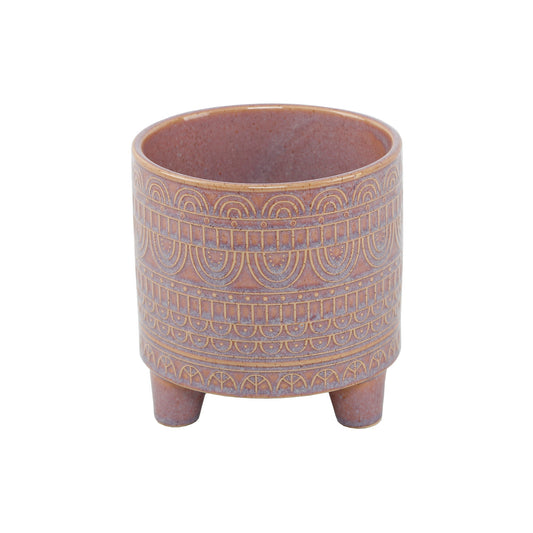 Embossed Aqueduct Pattern Footed Ceramic Planter