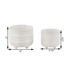 Set of 2 Sunrise Patterned Footed Ceramic Planters