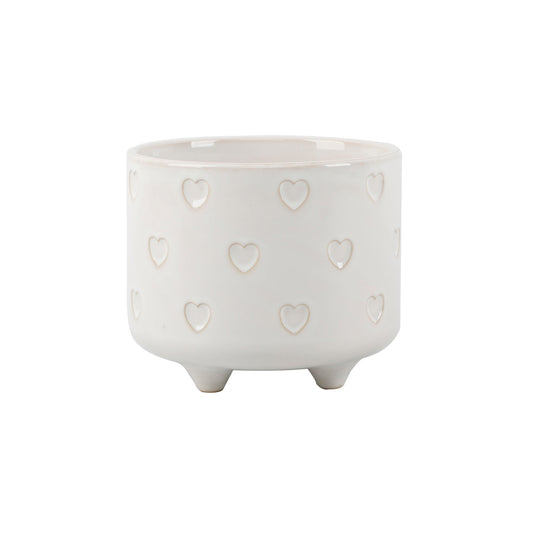 Set Of 2 Footed Ceramics with Heart Motif