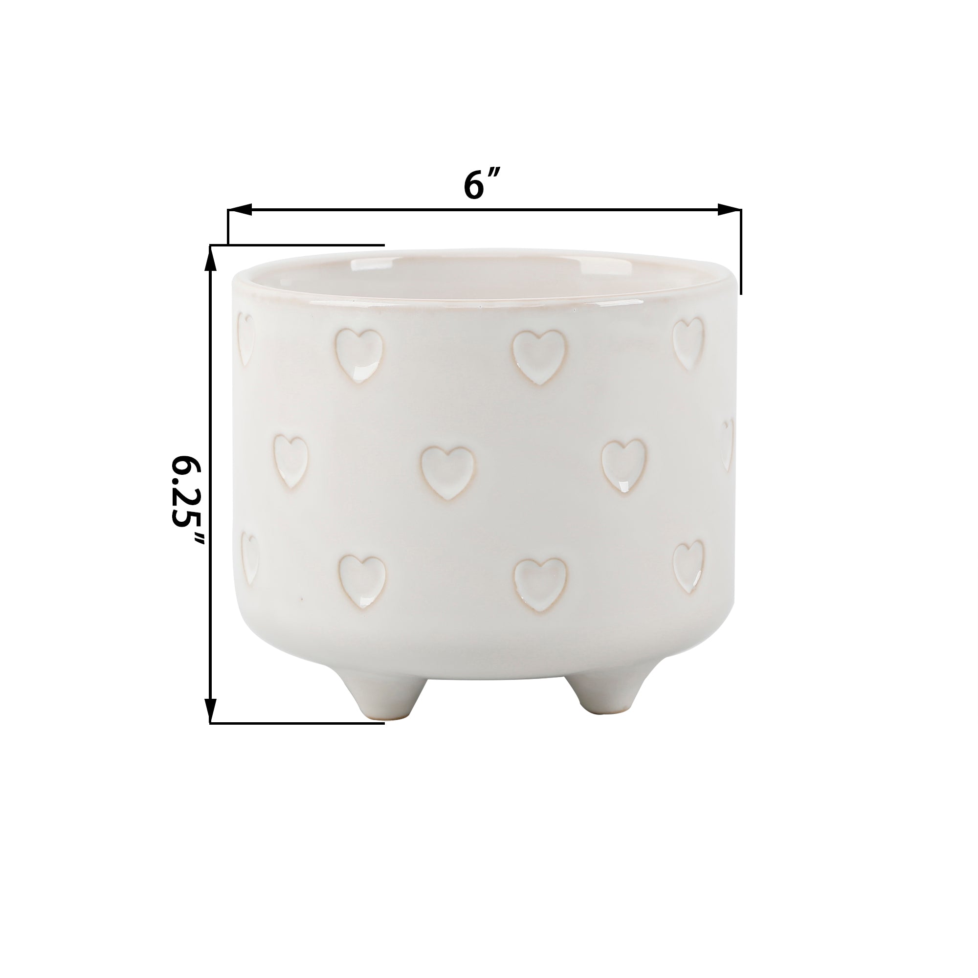  Flora Bunda Set Of 2 Footed Ceramics with Heart Motif - Ivory - Bonton