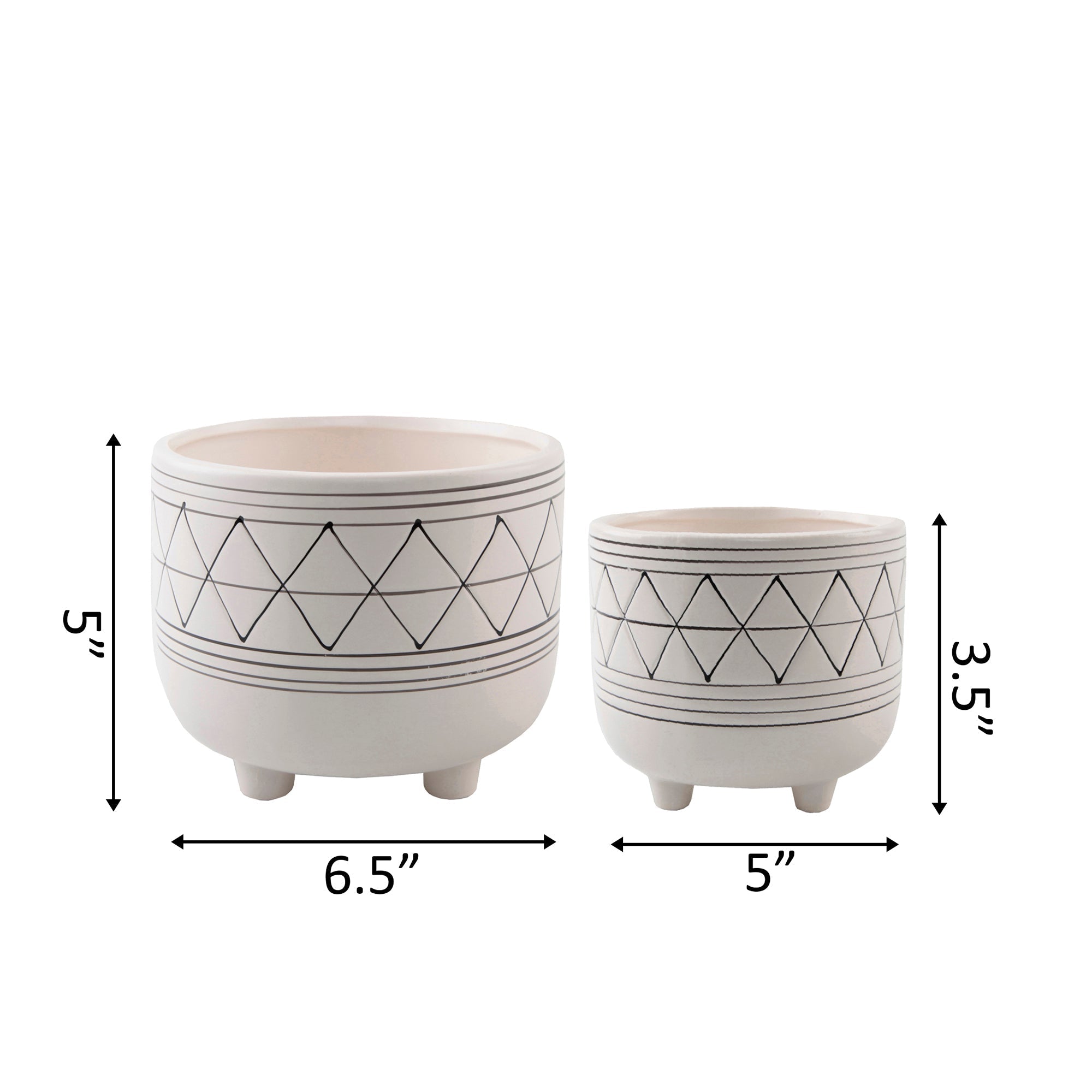  Flora Bunda Black on White Line Design Planter - White/Black - Bonton