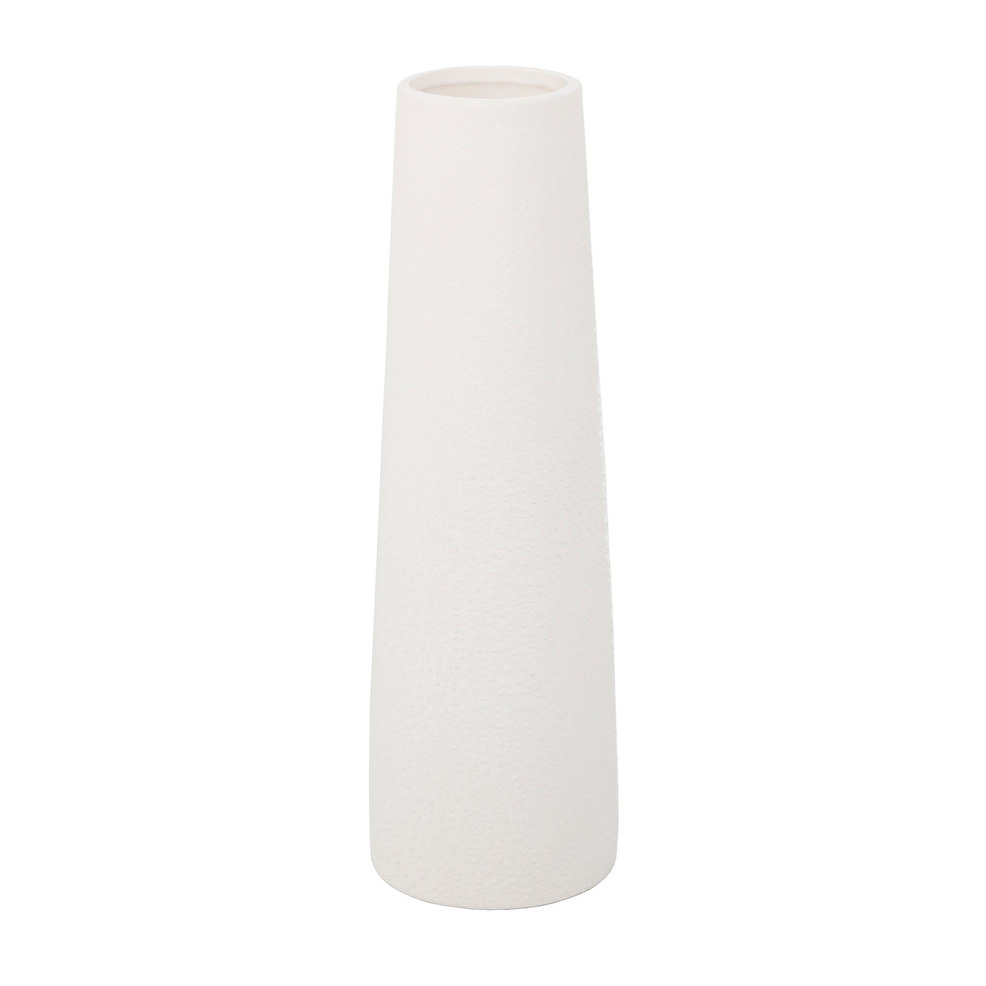  Flora Bunda Cream Leather Patterned Droplet Ceramic Vase - Cream - Bonton