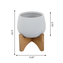 Soft Touch Round Tumbler Planter with Wood Stand