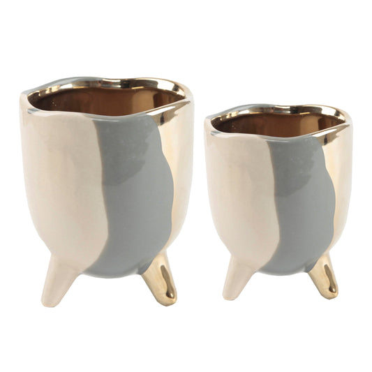 3-Tone Footed Ceramic Planter