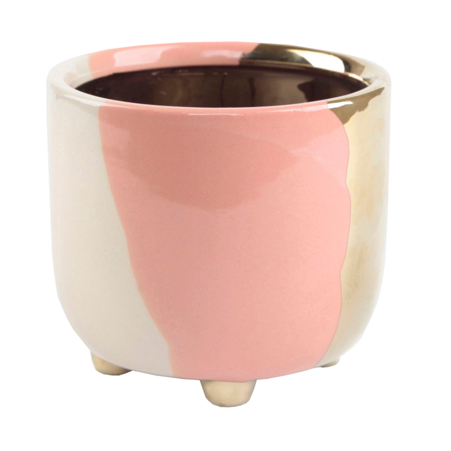  Flora Bunda Multi-Tone Ceramic Planter with Feet - Blush - Bonton