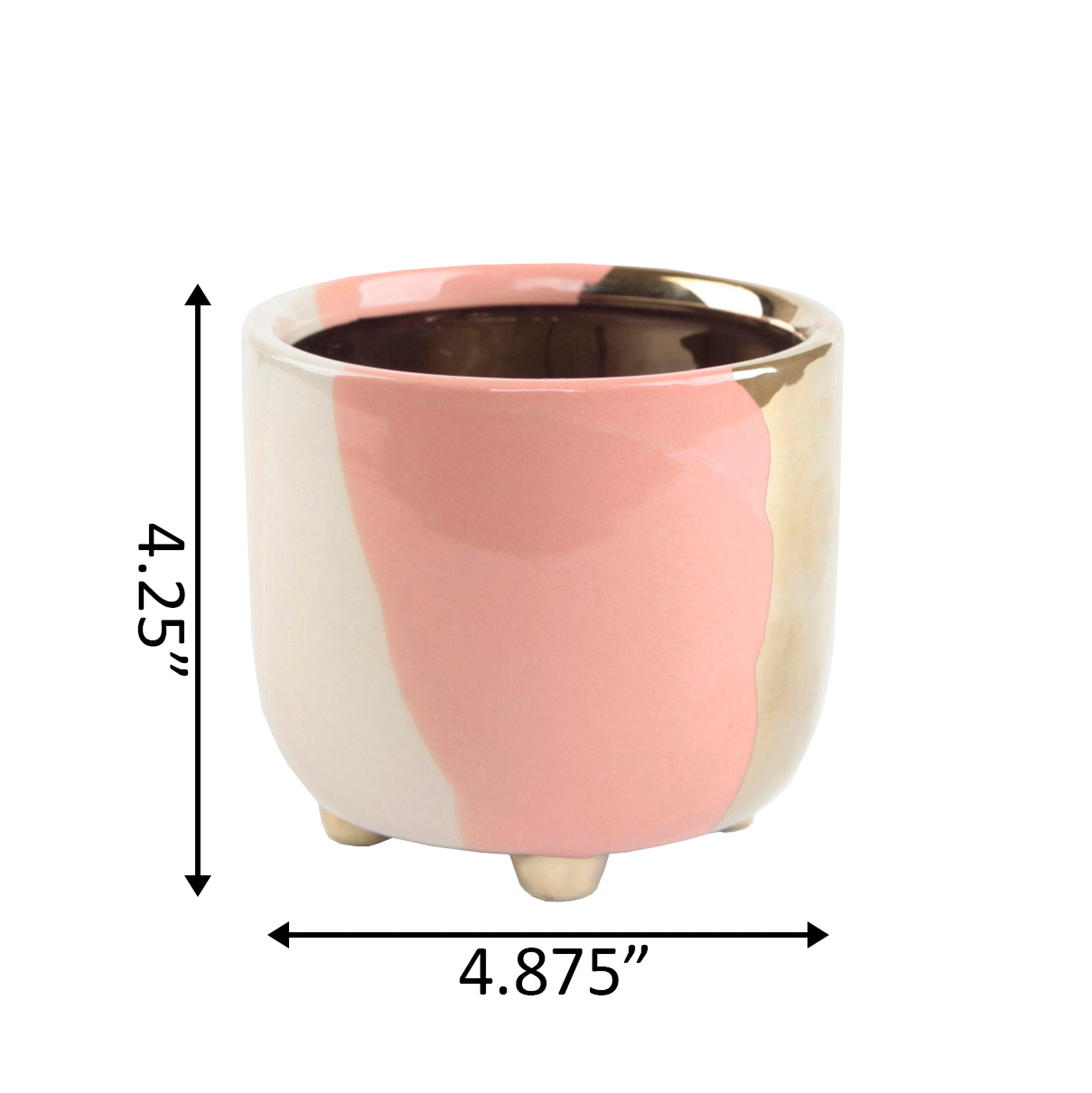  Flora Bunda Multi-Tone Ceramic Planter with Feet - Blush - Bonton