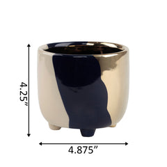 Navy, Gold and Cream Footed Ceramic Planter