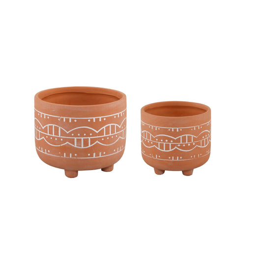 Set of 2 Terracotta Colored Ceramic Planters