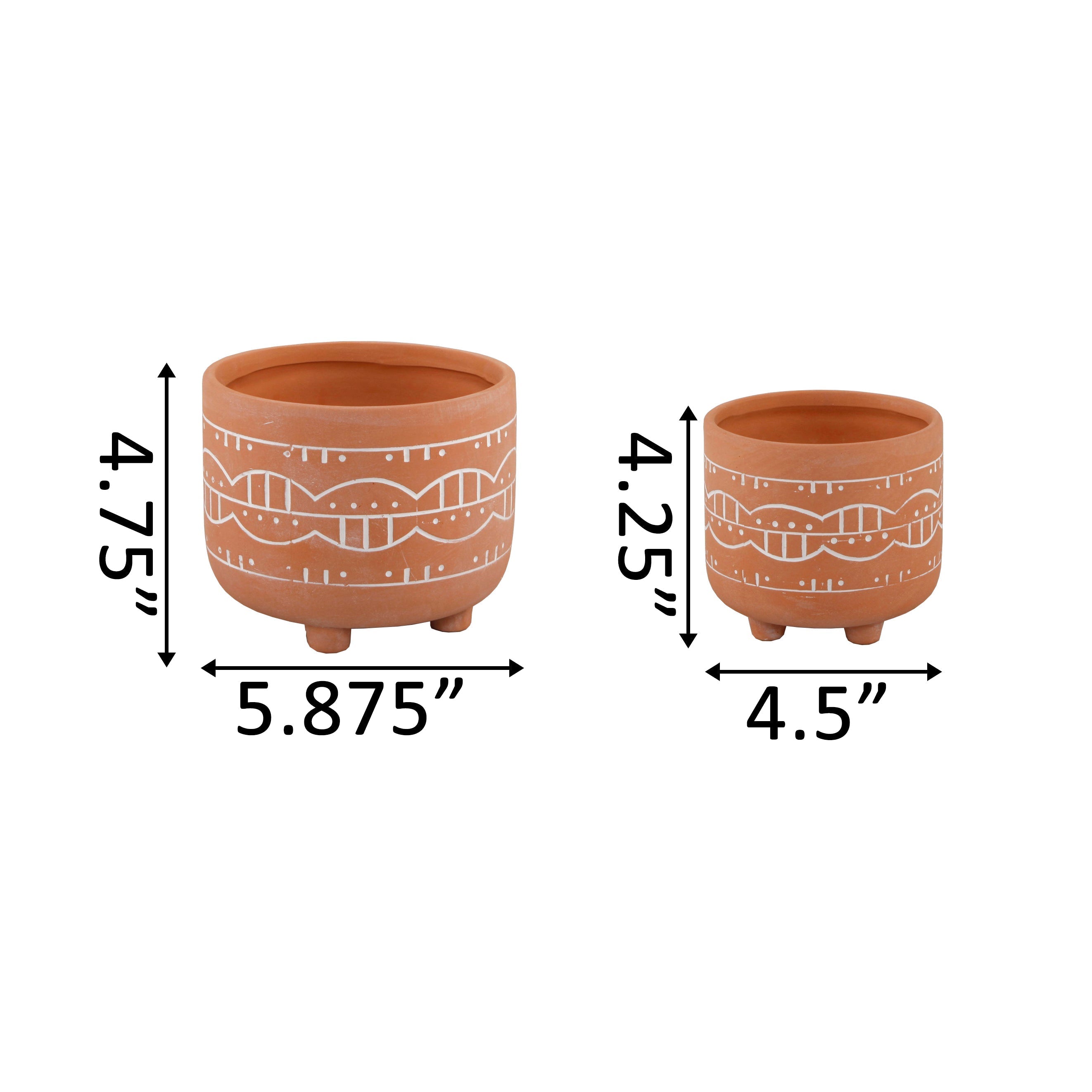  Flora Bunda Set of 2 Terracotta Colored Ceramic Planters - Orange - Bonton