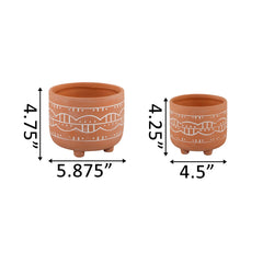 Set of 2 Terracotta Colored Ceramic Planters