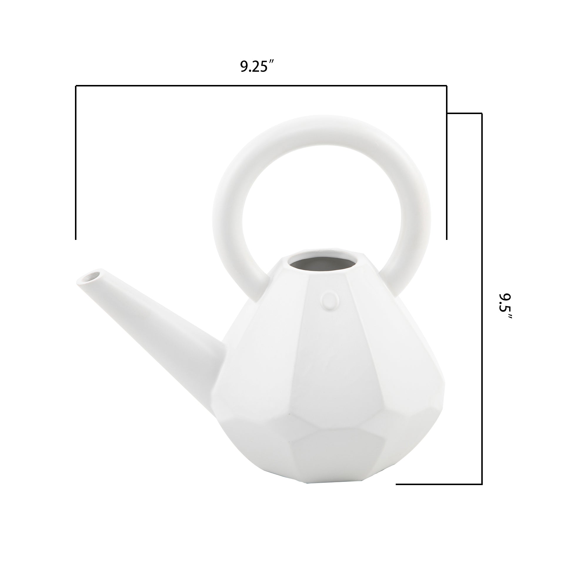  Flora Bunda Matte White Diamond Faceted Ceramic Watering Can - White - Bonton