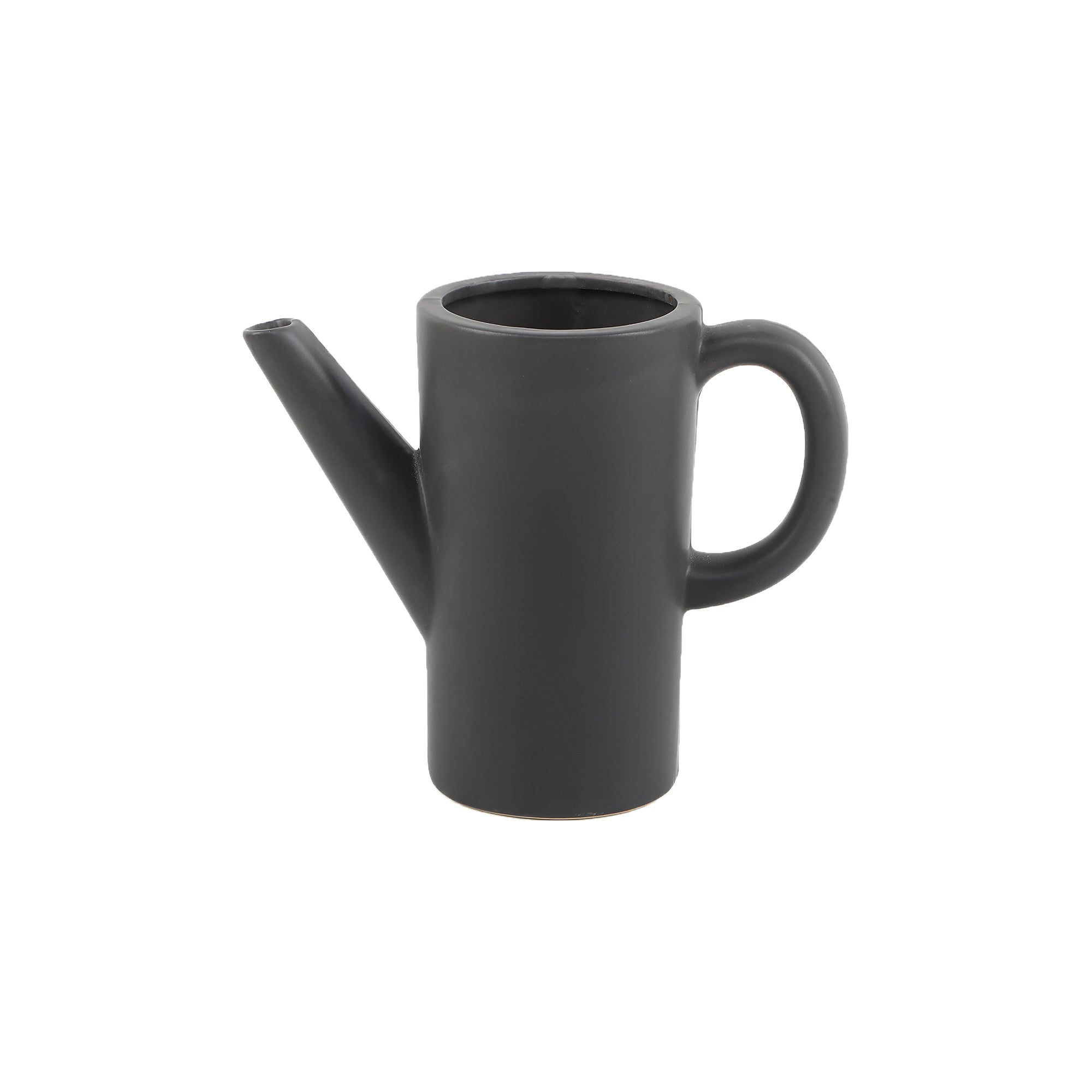  Flora Bunda Matte Black Ceramic Watering Can - Black/Beige - Bonton