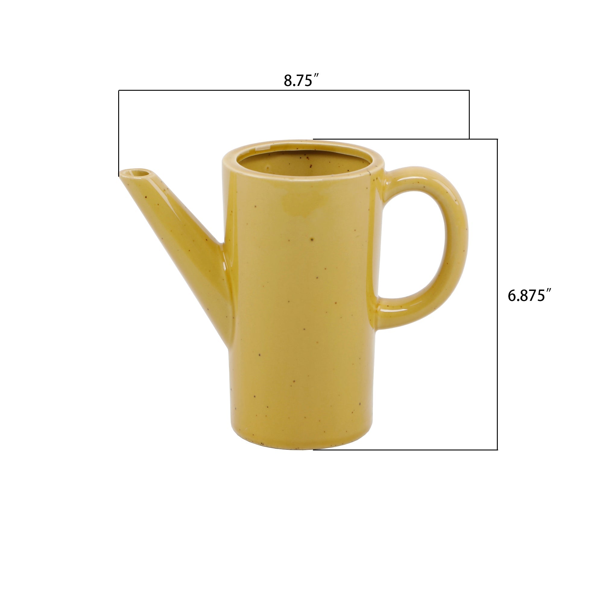  Flora Bunda Speckled Mustard Modern Ceramic Watering Can - Mustard - Bonton