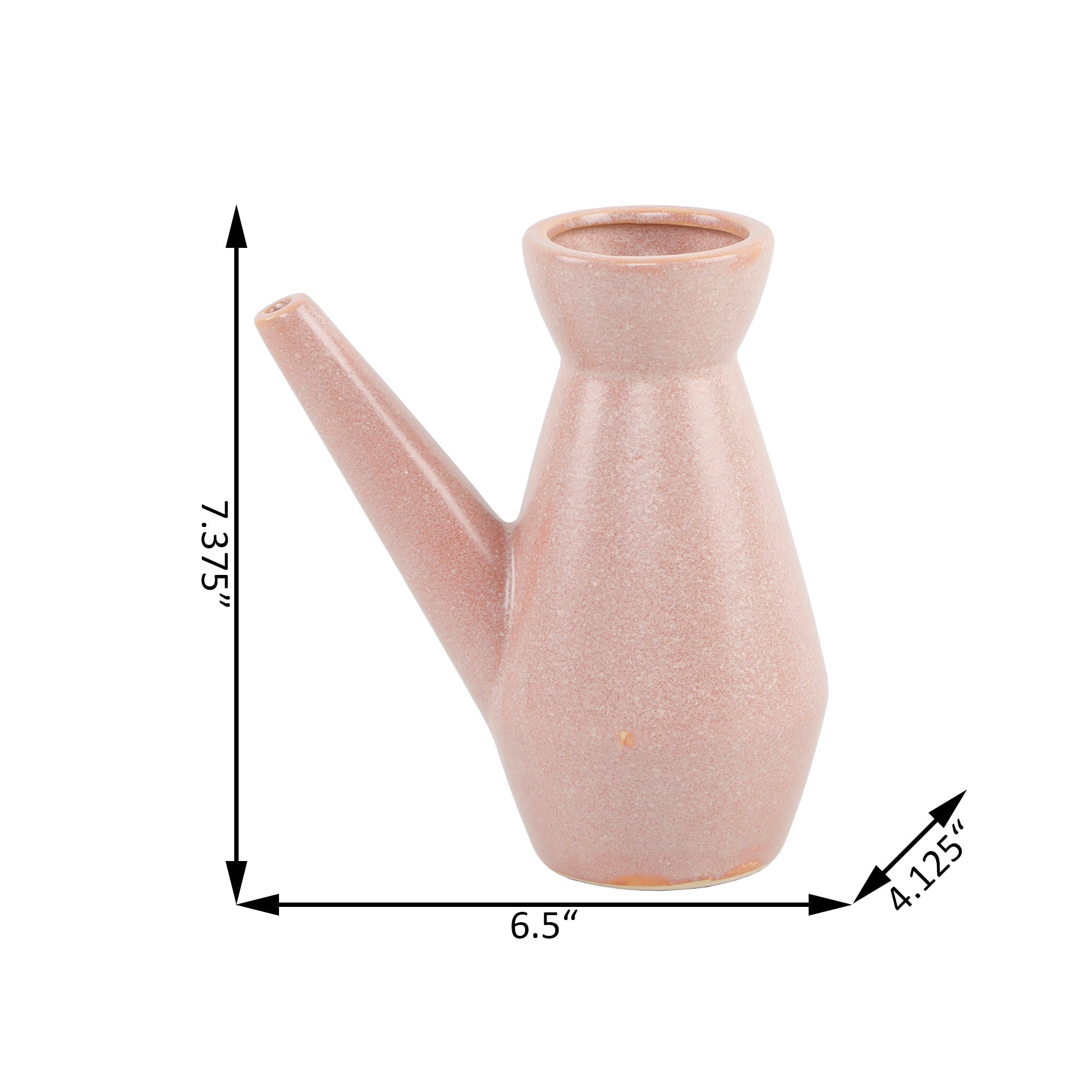  Flora Bunda Dappled Pink Ceramic Watering Can Vase - Blush - Bonton