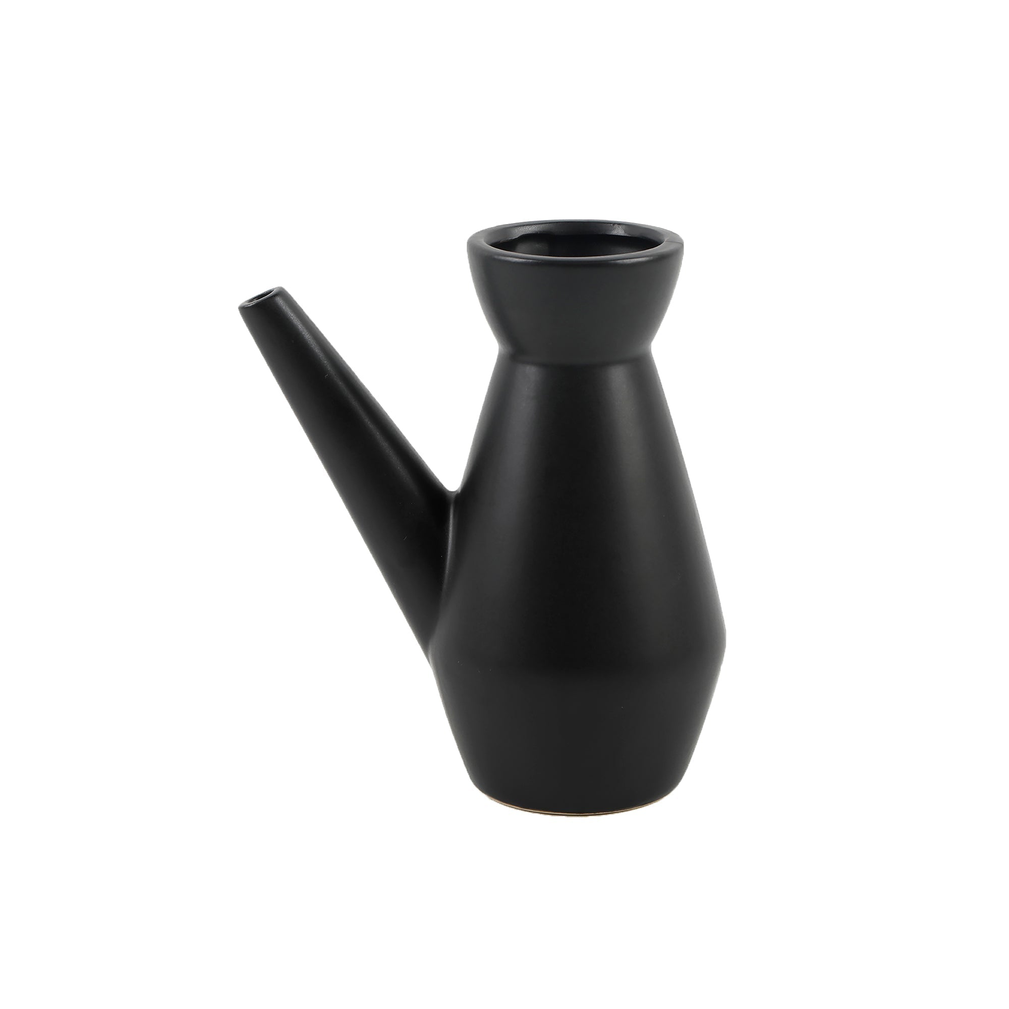  Flora Bunda Ceramic Watering Can Matte Black - Black - Bonton