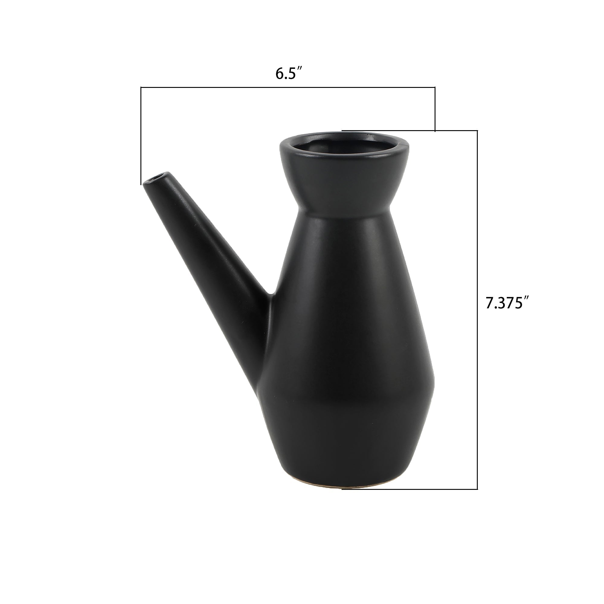  Flora Bunda Ceramic Watering Can Matte Black - Black - Bonton