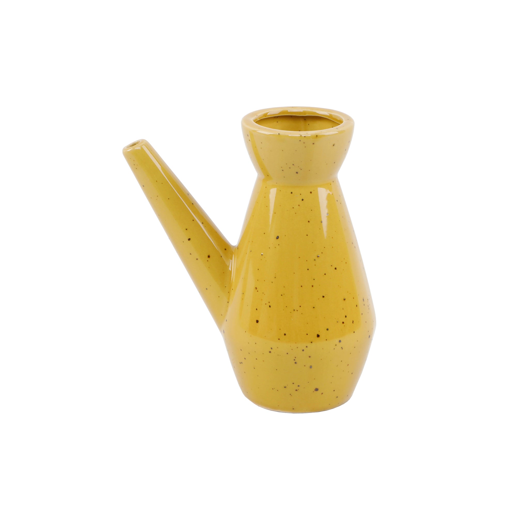  Flora Bunda Ceramic Watering Can Speckle Mustard - Mustard - Bonton