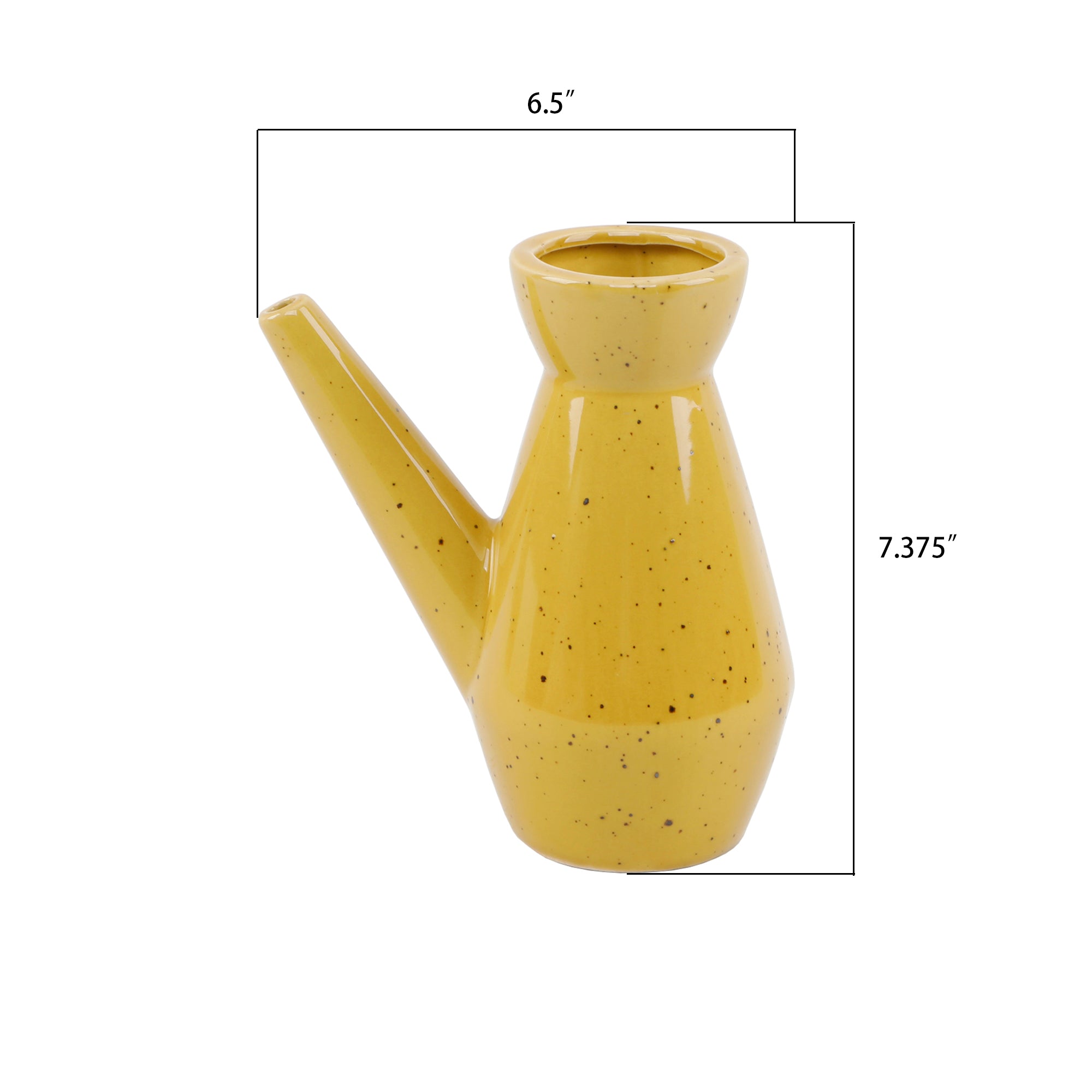  Flora Bunda Ceramic Watering Can Speckle Mustard - Mustard - Bonton