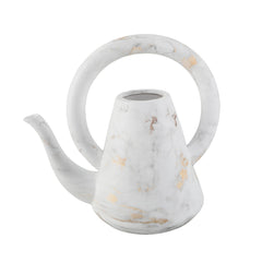 Loop Handled Gold Marbled Ceramic Watering Can Vase