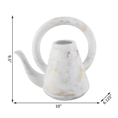 Loop Handled Gold Marbled Ceramic Watering Can Vase