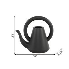 Midnight Black Loop Handled Ceramic Watering Can Vase