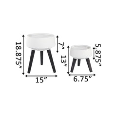 Set of 2 White Fiberglass Tripod Pots on Legs