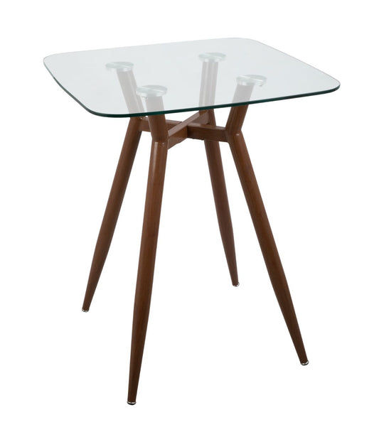Clara Square Counter Table Walnut & Clear