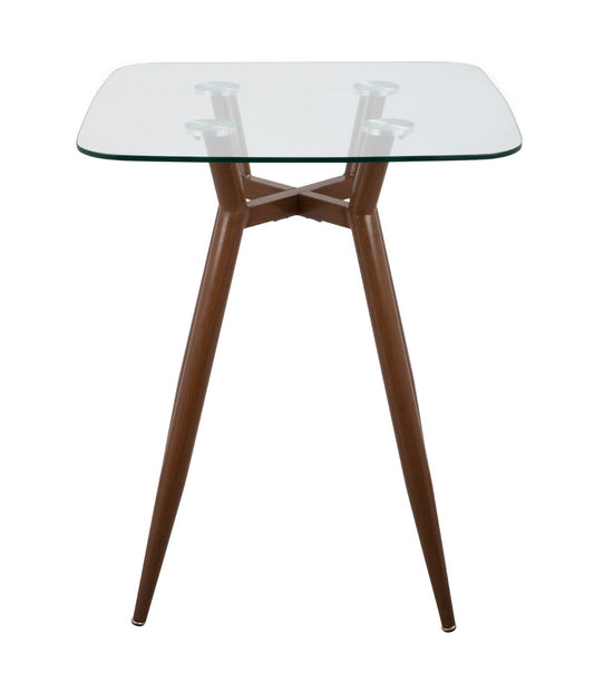 Clara Square Counter Table Walnut & Clear
