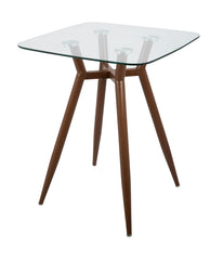 Clara Square Counter Table Walnut & Clear