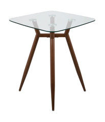 Clara Square Counter Table Walnut & Clear