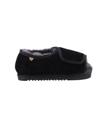 Wide Ladies Open Toe wrap with 100% Australian sheepskin lining Black