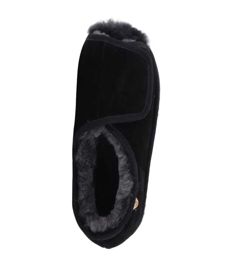 Wide Ladies Open Toe wrap with 100% Australian sheepskin lining Black
