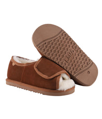 Ladies Open Toe wrap with 100% Australian sheepskin lining Chestnut