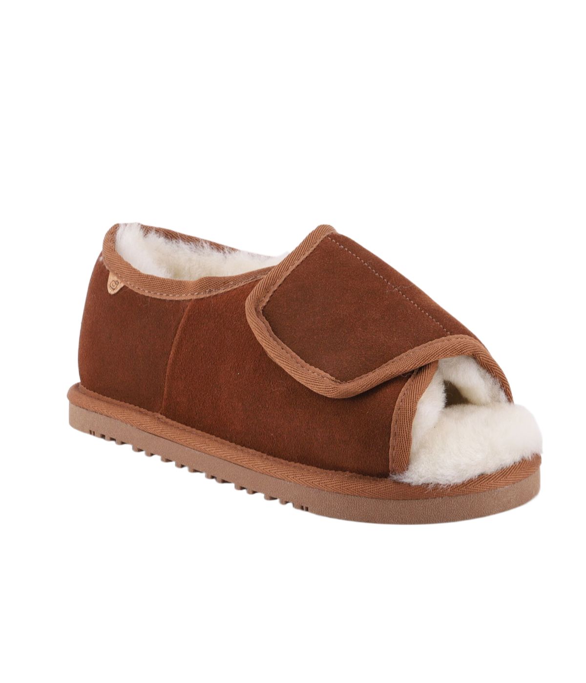 Ladies Open Toe wrap with 100% Australian sheepskin lining Chestnut