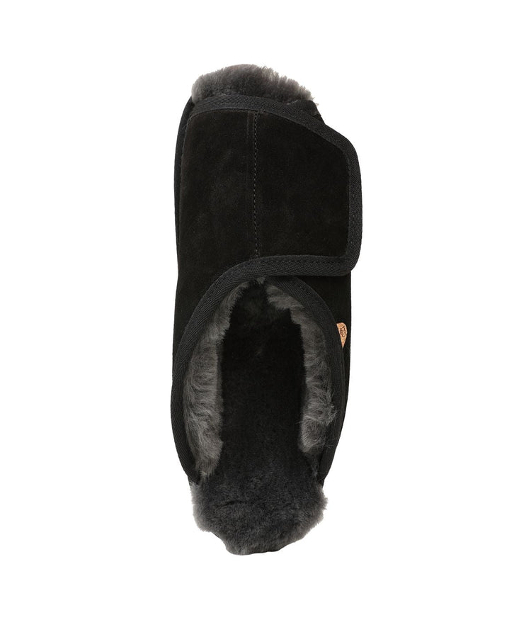 Ladies Open Toe slide wrap with 100% sheepskin lining Black