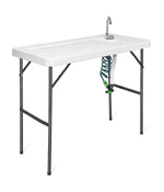 Folding Fish Table & Hunting Clean Cutting Camping Sink Faucet With Sprayer White