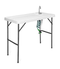 Folding Fish Table & Hunting Clean Cutting Camping Sink Faucet With Sprayer White