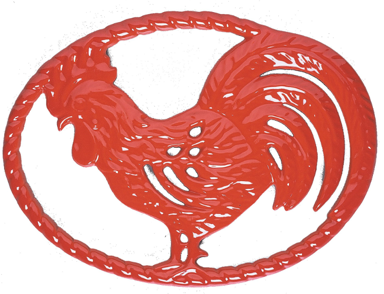  Chasseur Chasseur 11-Inch Flame Red Cast Iron Rooster Trivet - Flame Red - Bonton