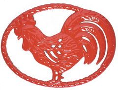 Chasseur 11-Inch Flame Red Cast Iron Rooster Trivet