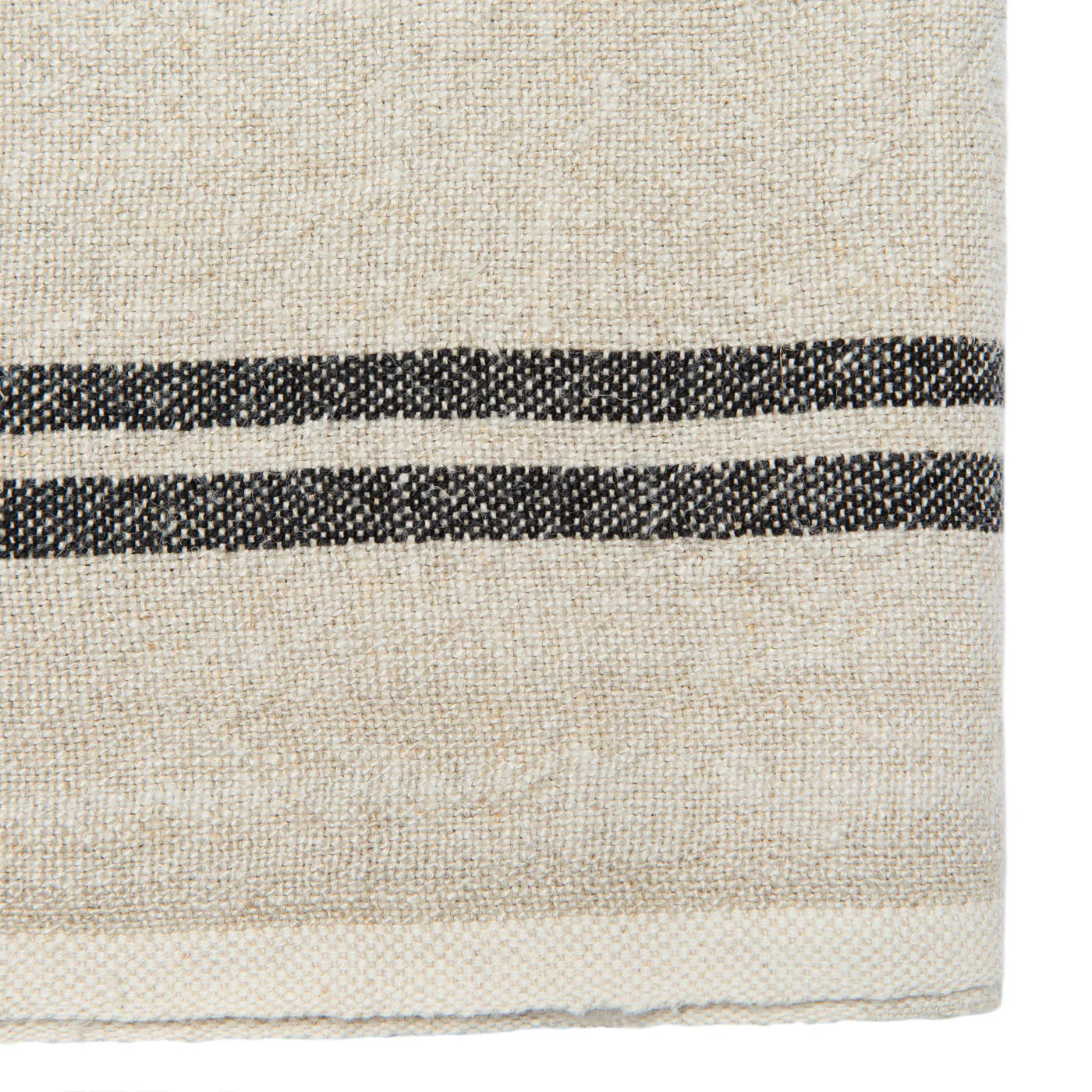  Couleur Nature Vintage Linen Towels Set of 2 - Natural/Black - Bonton