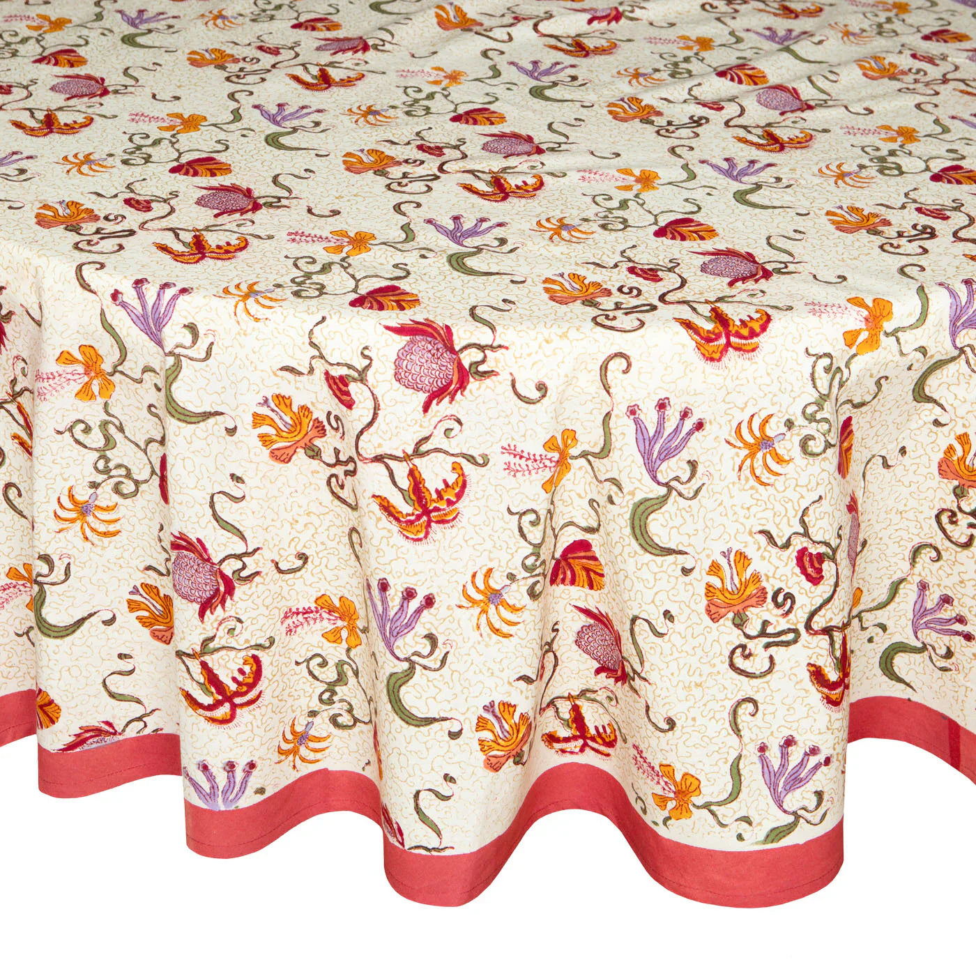  Couleur Nature Fleurs des Indes Tablecloth - Red/White - Bonton