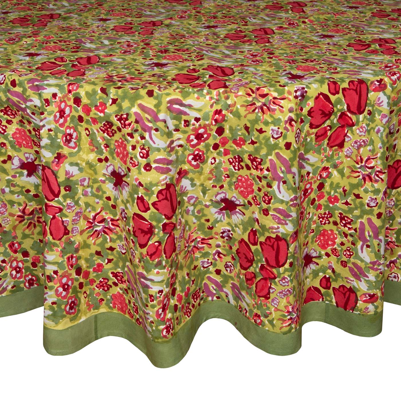  Couleur Nature Jardin Red/Green Tablecloth - Red/Green - Bonton