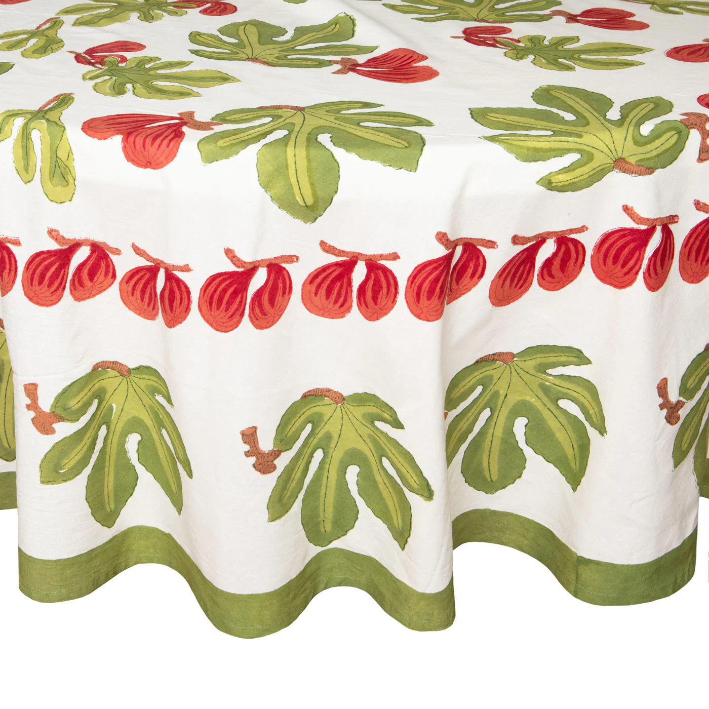  Couleur Nature Fig Red/Green Tablecloth - Red/Green - Bonton