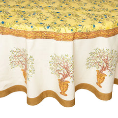 Olive Tree Khaki/Blue Tablecloth