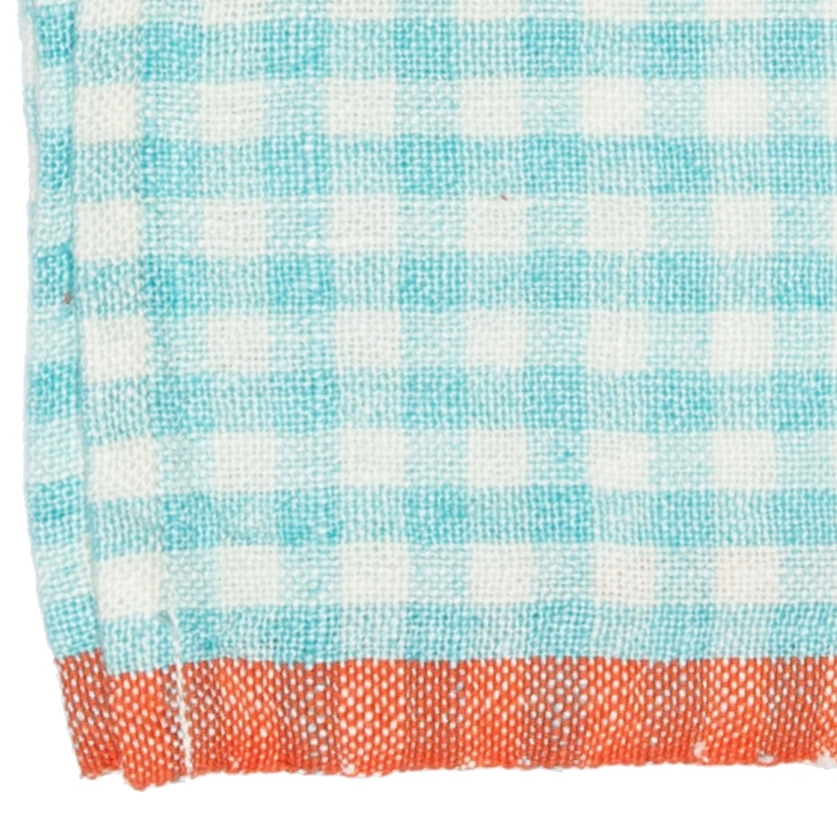  Caravan Two-Tone Gingham Towels, Set of 2 - Lime & Aqua - Bonton