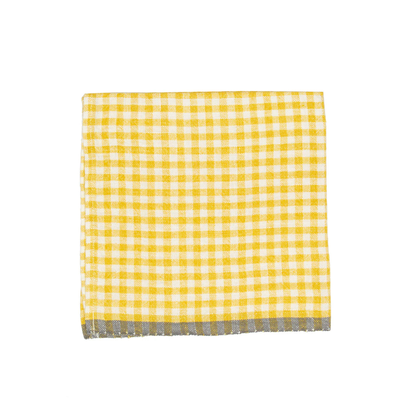  Couleur Nature Gingham Napkins Set of 4 - Dijon/Grey - Bonton